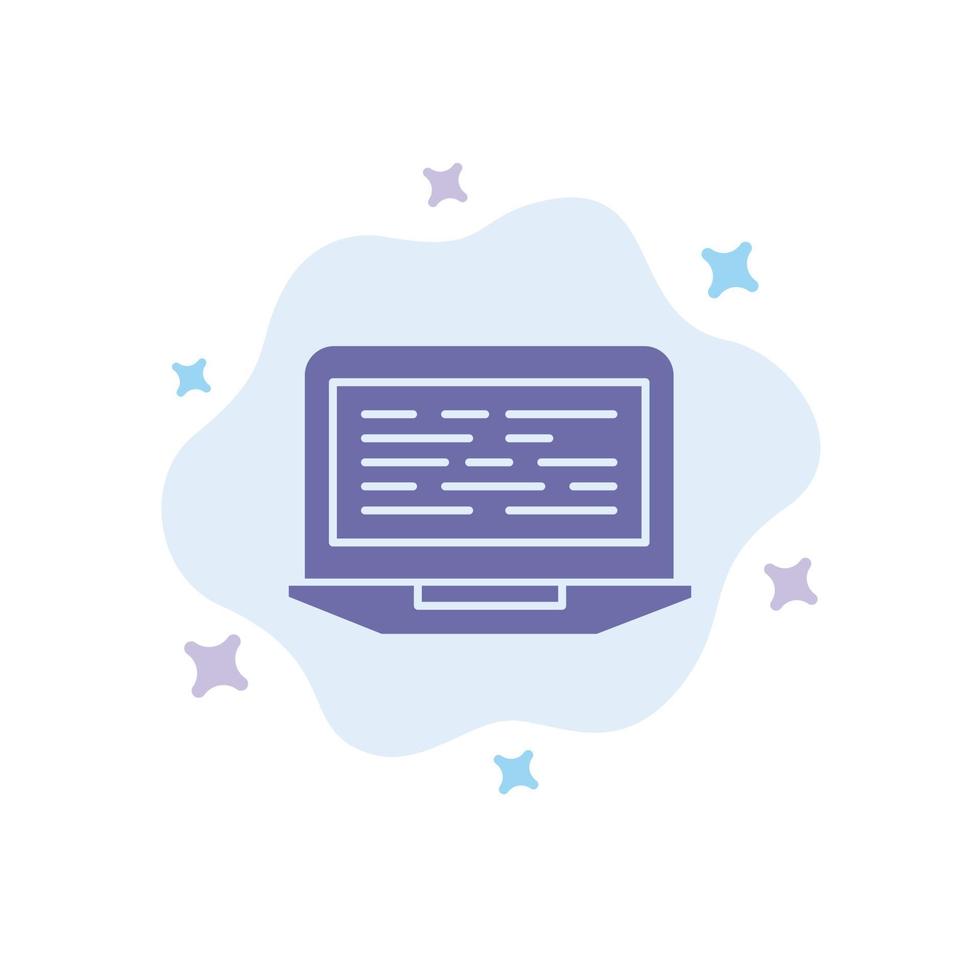 tela de código de codificação de laptop ícone azul do computador no fundo abstrato da nuvem vetor