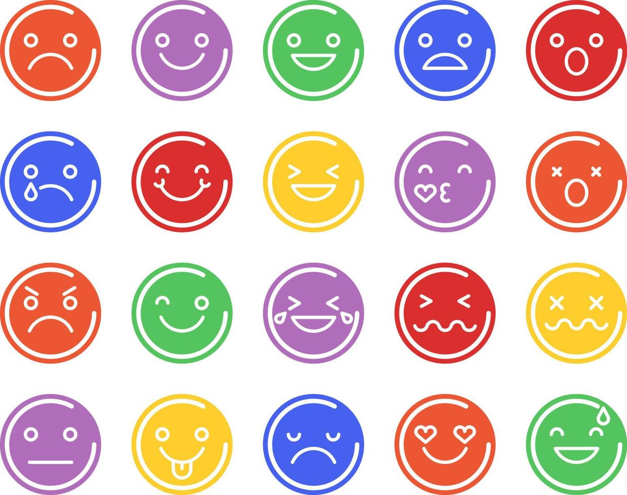 emoticons coloridos, ilustração, vetor, sobre um fundo branco. vetor