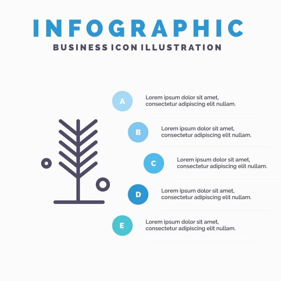 eco ambiente natureza ícone de linha de árvore de verão com fundo de infográficos de apresentação de 5 passos vetor