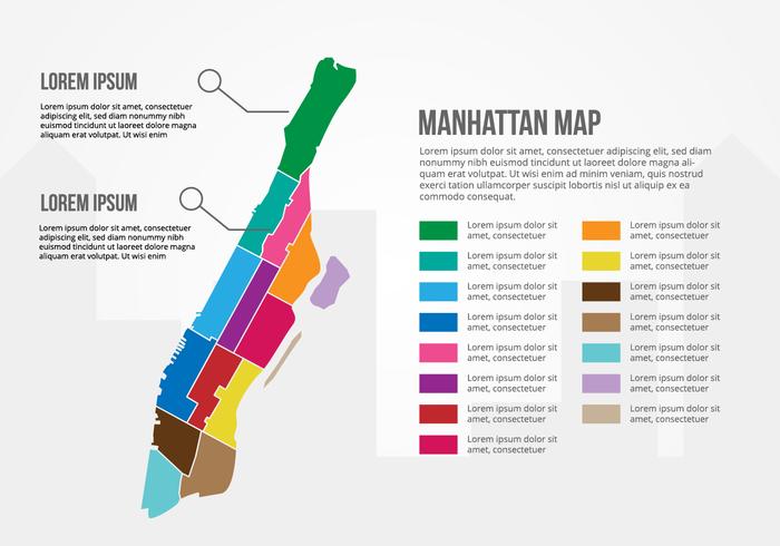 Infografia gratuita do mapa de Manhattan vetor