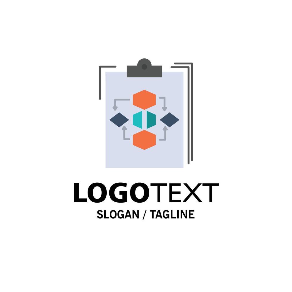 processo de fluxo de diagrama de negócios da área de transferência fluxo de trabalho de trabalho modelo de logotipo de negócios cor plana vetor