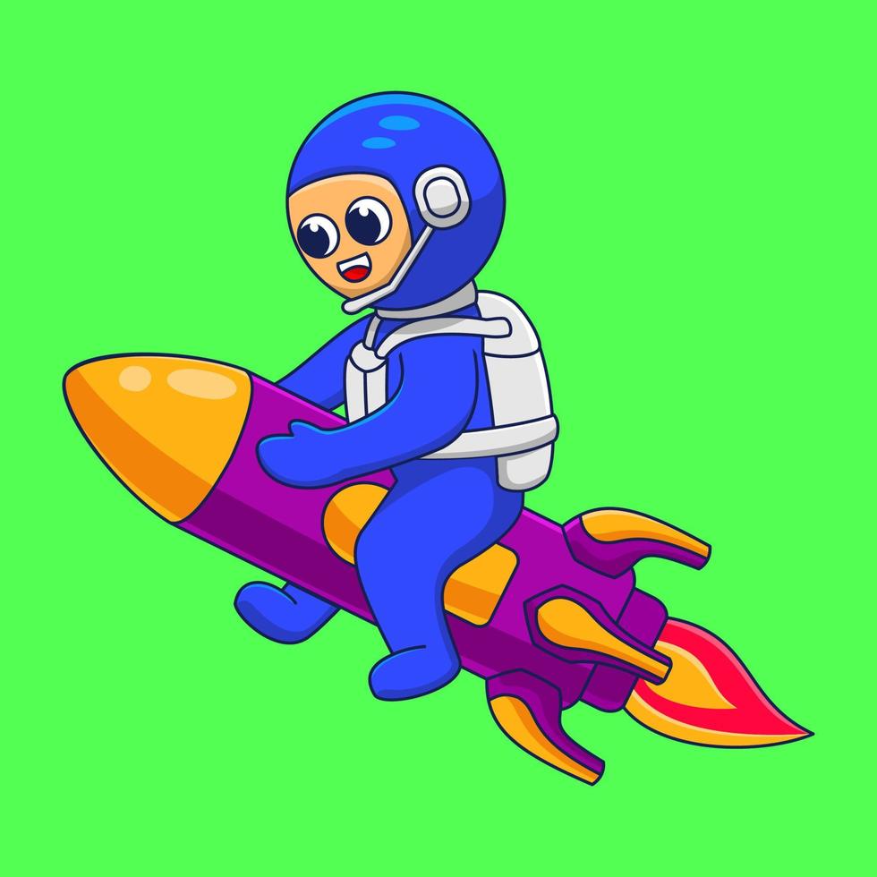 personagem fofo, ilustração de astronauta, elemento de astronauta e foguete, adequado para as necessidades de elementos de postagem de mídia social, flayers, livros infantis e etc ... vetor