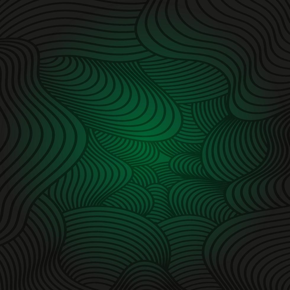 fundo da apresentação abstrata da curva da onda 3D moderna. fundo da camada de linhas. decoração abstrata, padrão, gradientes verdes, ilustração vetorial 3d. fundo escuro vetor