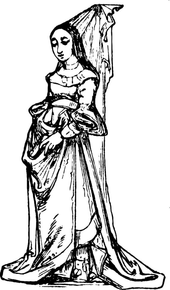 senhora em um vestido tradicional, ilustração vintage. vetor