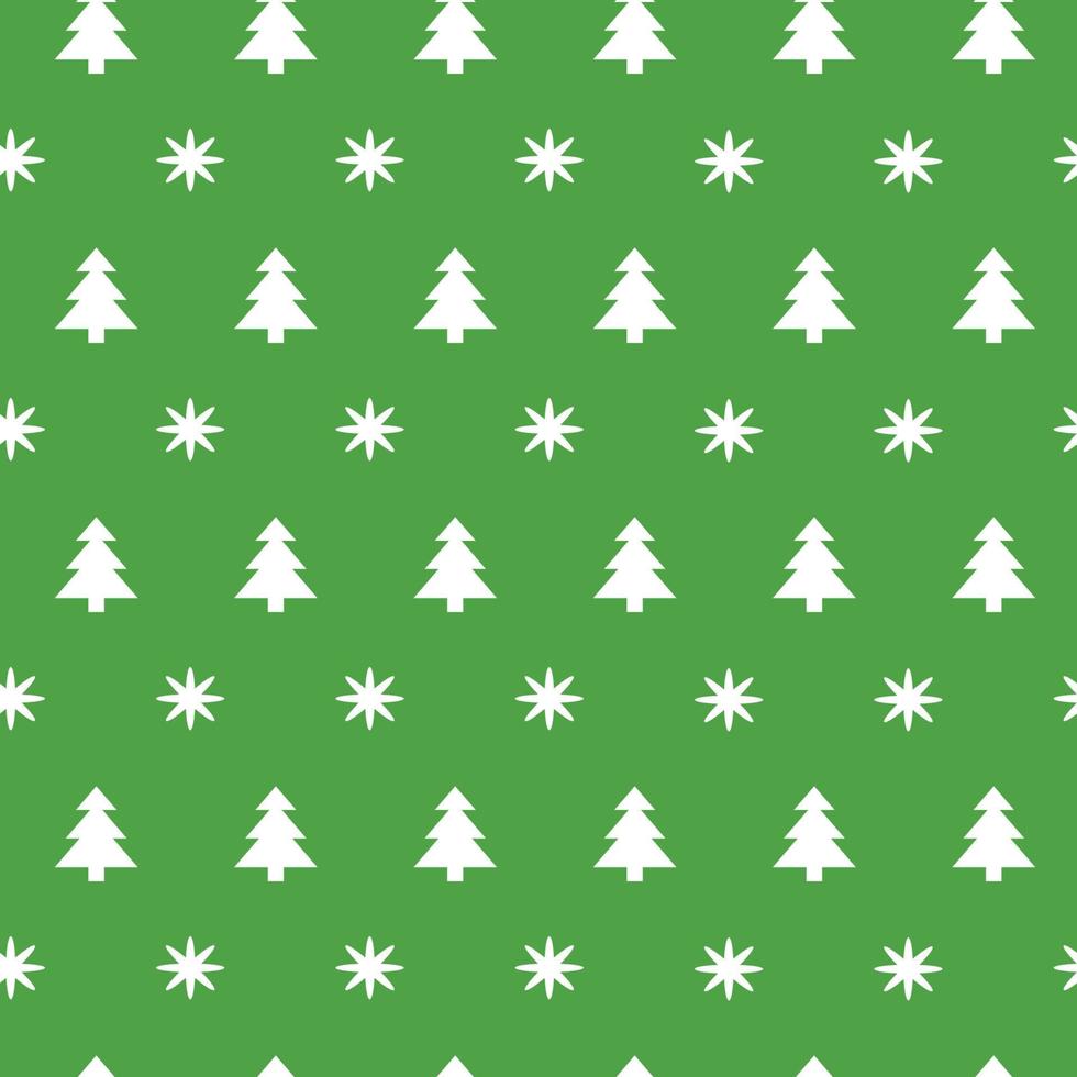 padrão sem emenda de natal verde com pequenos flocos de neve, neve, árvores de natal. fundo de ano novo para papel de parede, tecido, têxtil, design de presente de embalagem. modelo de inverno, banner, impressão. vetor