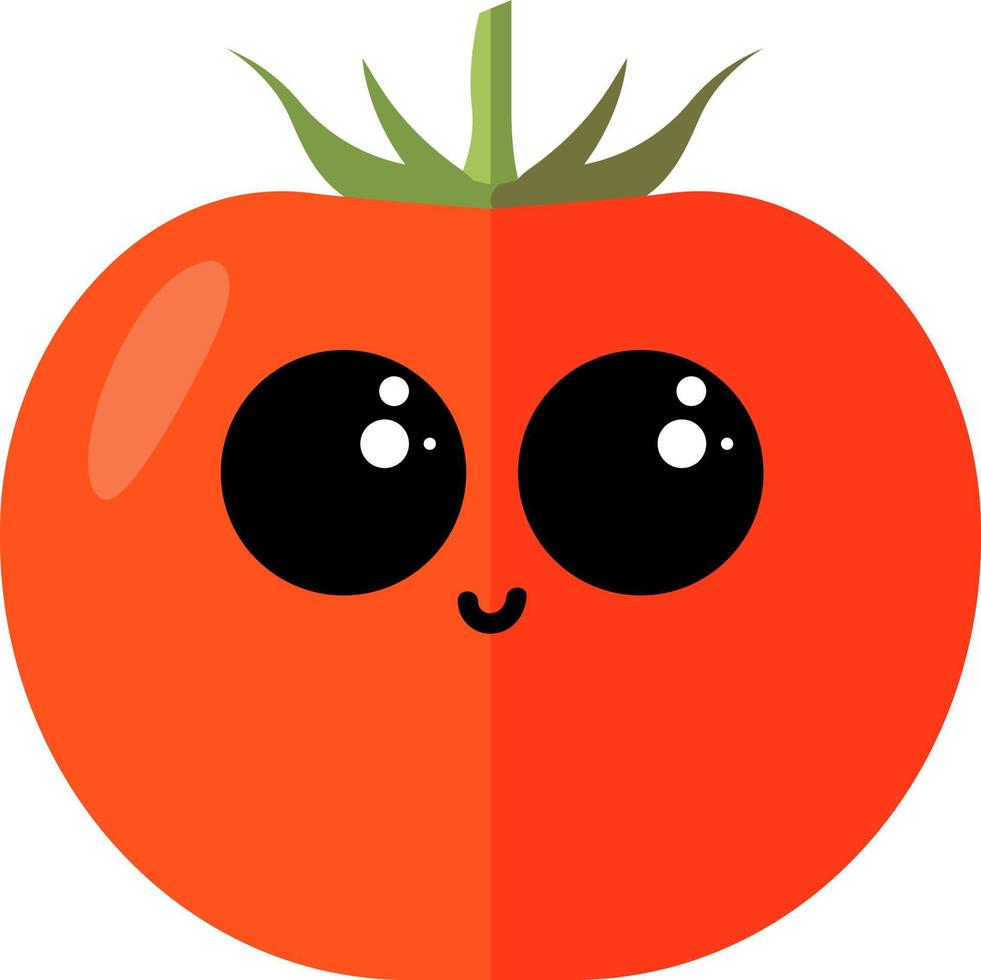 tomate fofo com olhos, ilustração, vetor em fundo branco