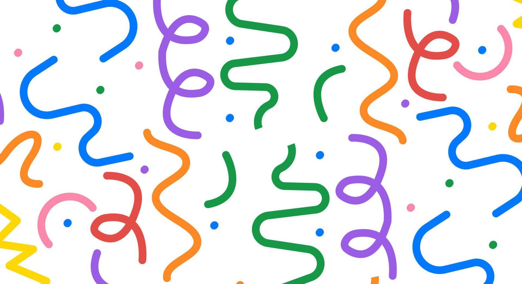divertida linha colorida doodle fundo de arte estilo minimalista sem costura padrão para crianças com formas básicas. cenário de rabisco infantil simples vetor