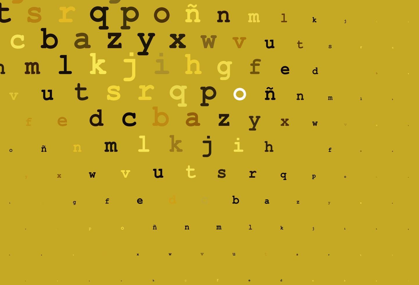 layout de vetor amarelo e laranja escuro com alfabeto latino.