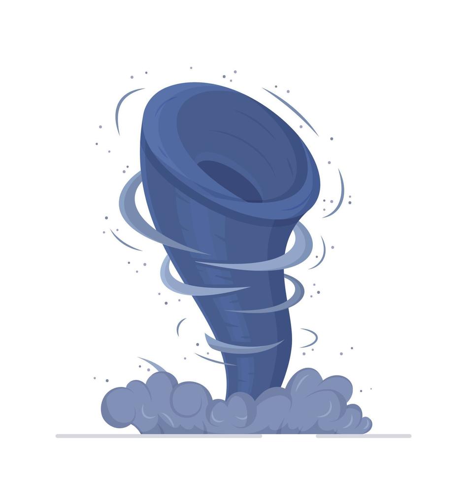 ilustração em vetor de um tornado azul isolado em um fundo branco. elemento mortal da natureza.