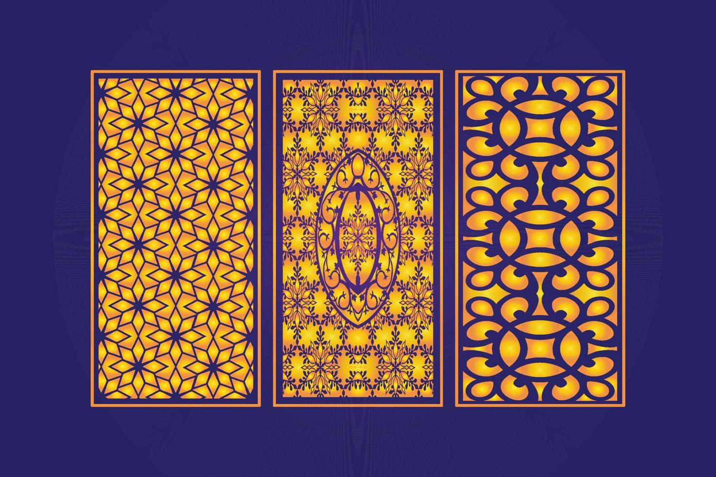 modelo de painéis de corte a laser decorativo islâmico com textura geométrica abstrata e laser floral vetor