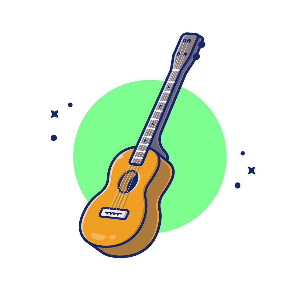 ilustração de ícone do vetor dos desenhos animados de música de guitarra acústica. conceito de ícone de instrumento musical isolado vetor premium. estilo de desenho animado plano