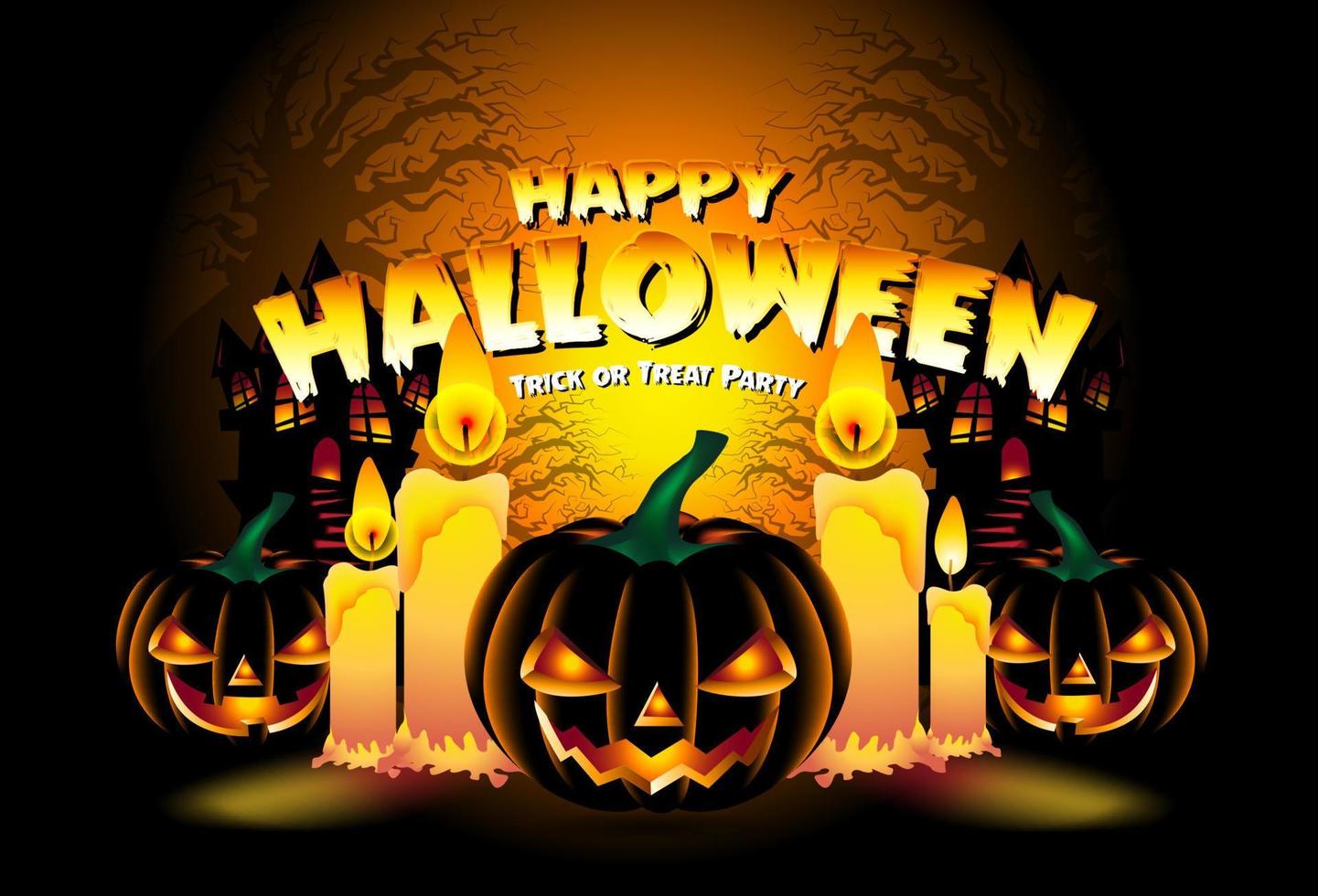 feliz dia das bruxas divertido projeto de fundo celebração festa com abóboras. elementos de halloween, noite de halloween vetor