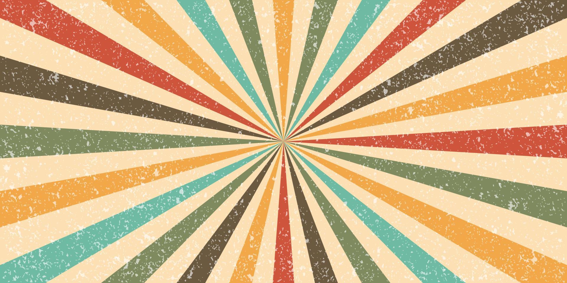 fundo de cores retrô sunburst, fundo vintage para pintar o papel de parede da capa interior com textura grunge, fundo geométrico abstrato vetor