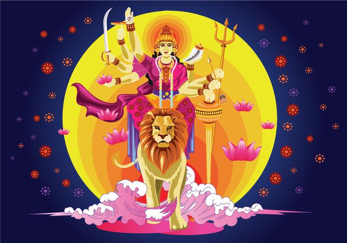 Ilustração vetorial de Goddess Durga in Subho Bijoya vetor