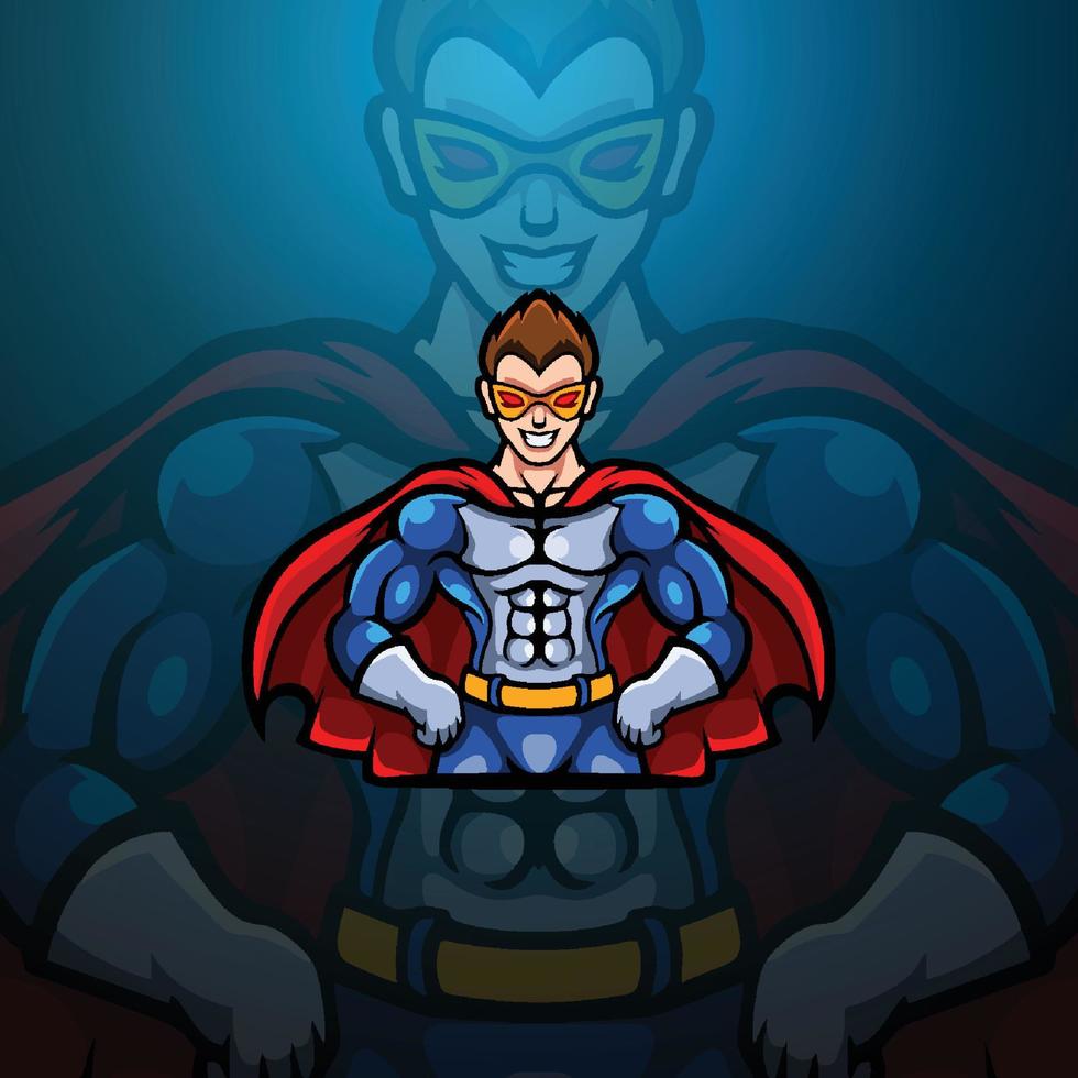 logotipo da mascote do superman gamer vetor