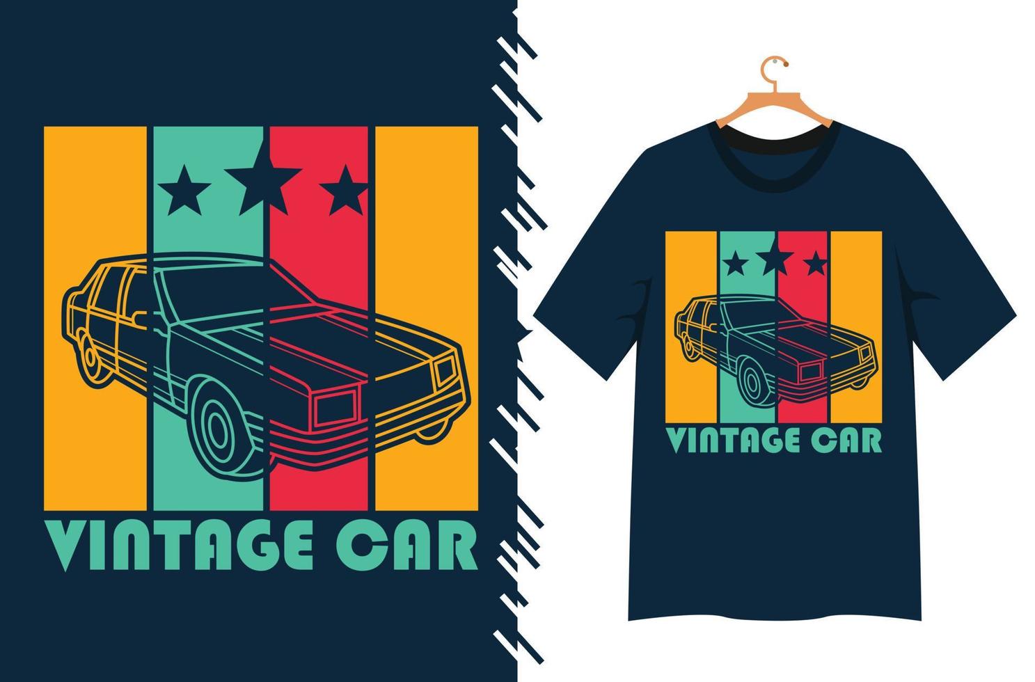 design de camiseta de carro antigo vetor