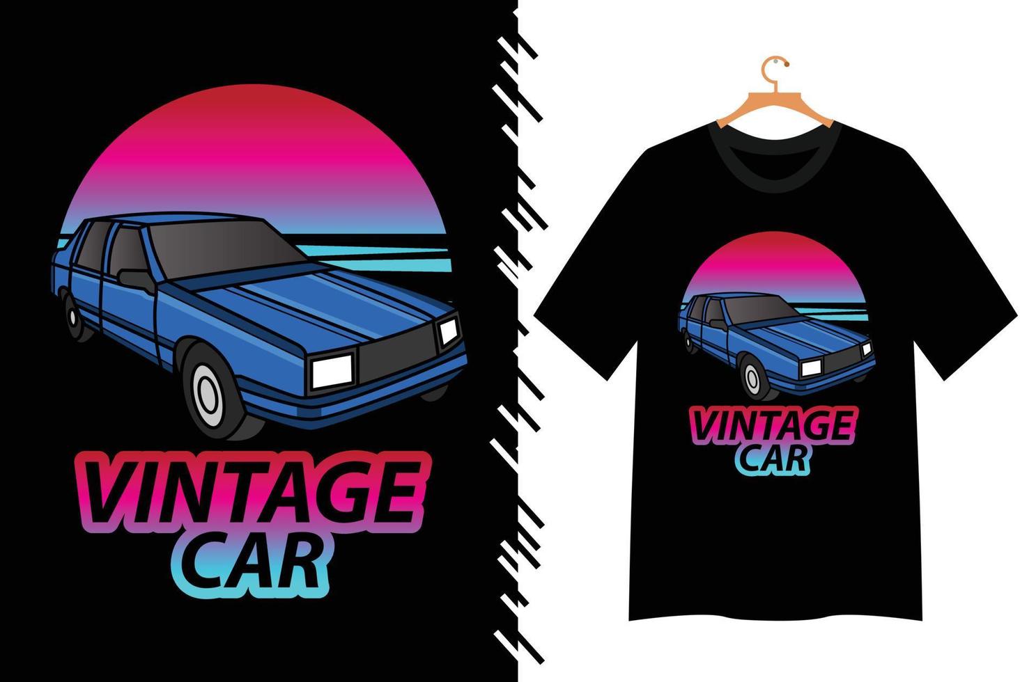 design de camiseta de carro antigo vetor