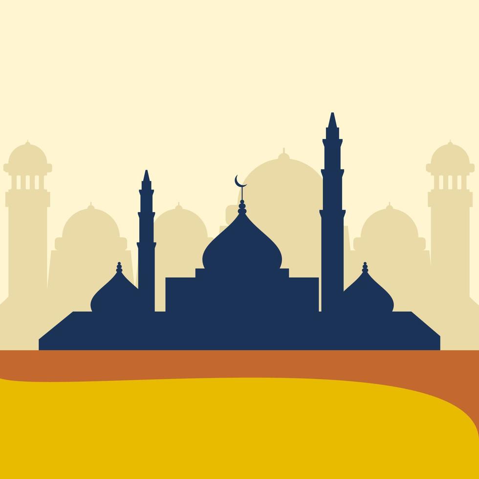 vetor editável de ilustração de silhuetas de mesquita simples e minimalista em estilo simples para fundo de texto do ano novo muharram hijri ou conceito de design do festival sagrado islâmico