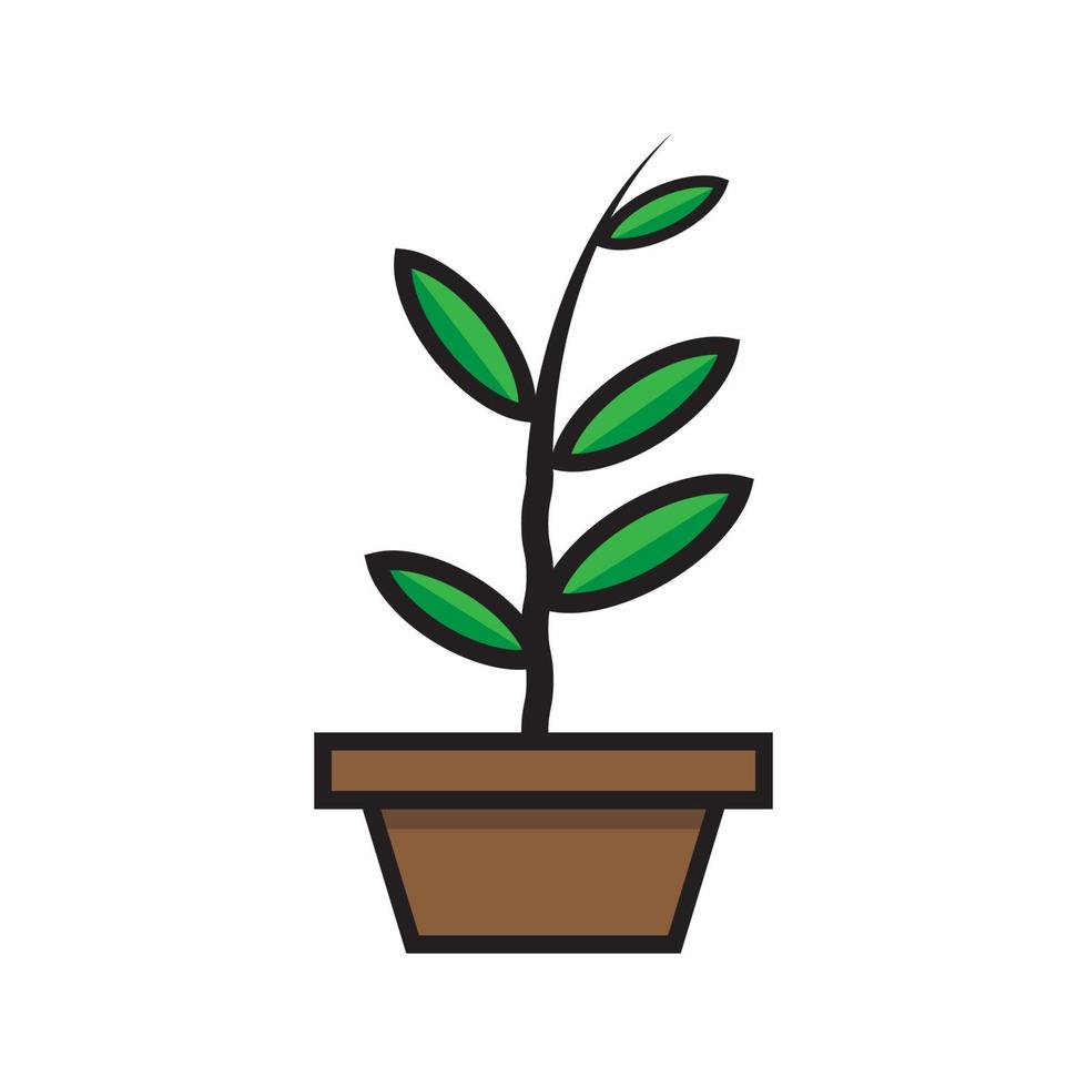 design de plantas em um recipiente, folhas de cultivo de plantas, ilustrador de vetores de crescimento eps10