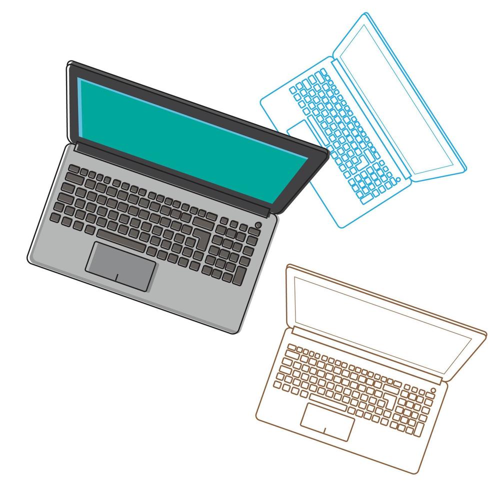 vetor de ilustração de laptop, design de linha fina de laptop