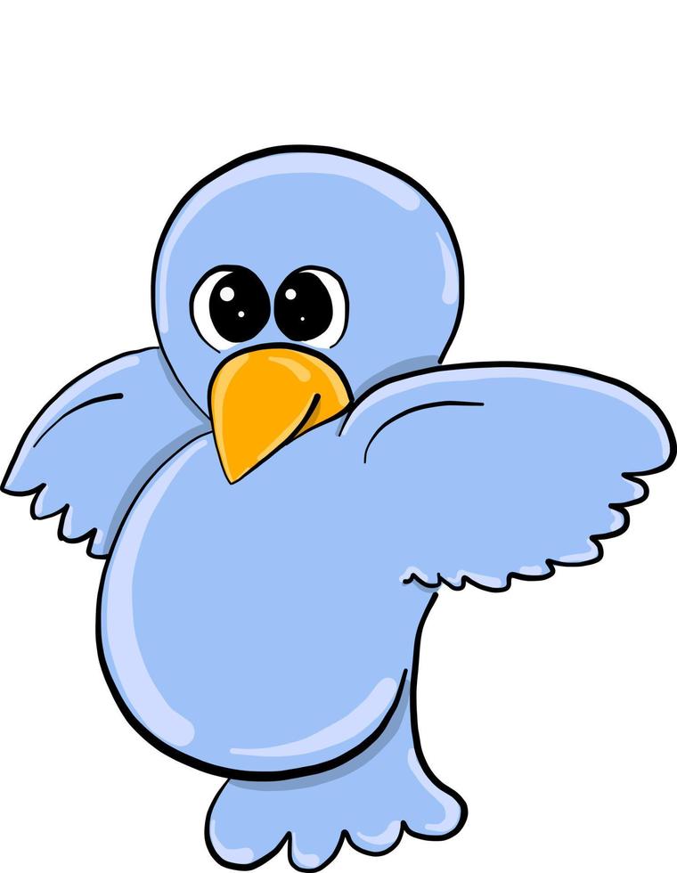 pássaro bonito azul, ilustração, vetor em fundo branco