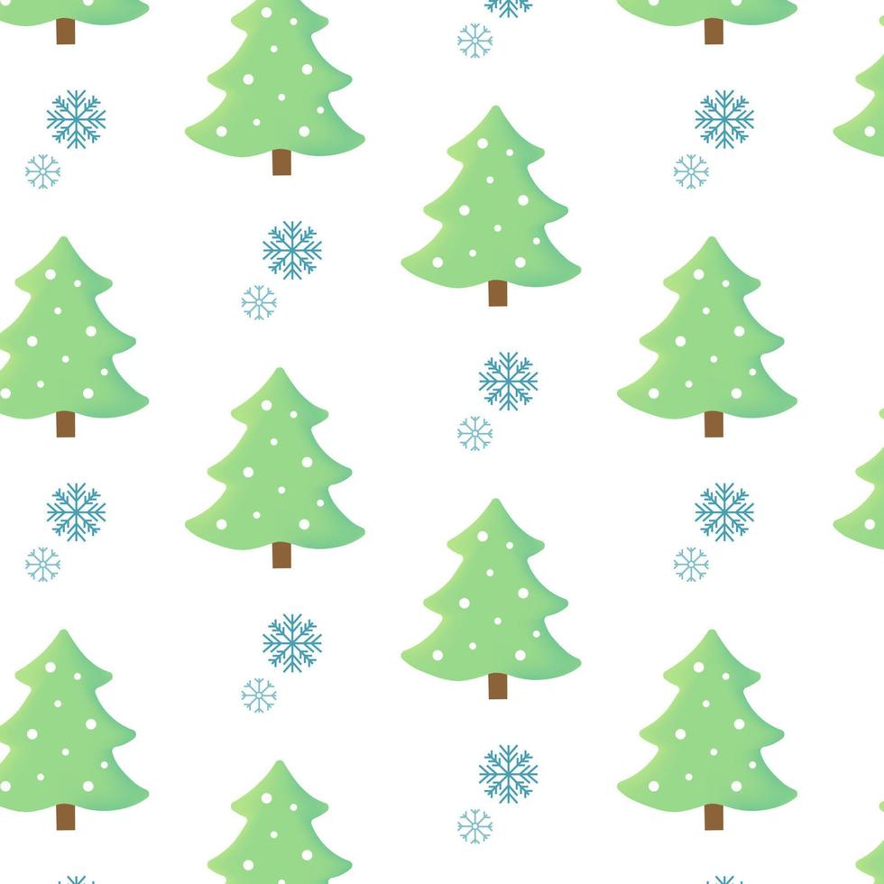 padrão de natal com árvores de natal e flocos de neve vetor