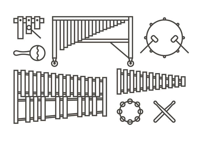 Ícones de música Marimba vetor