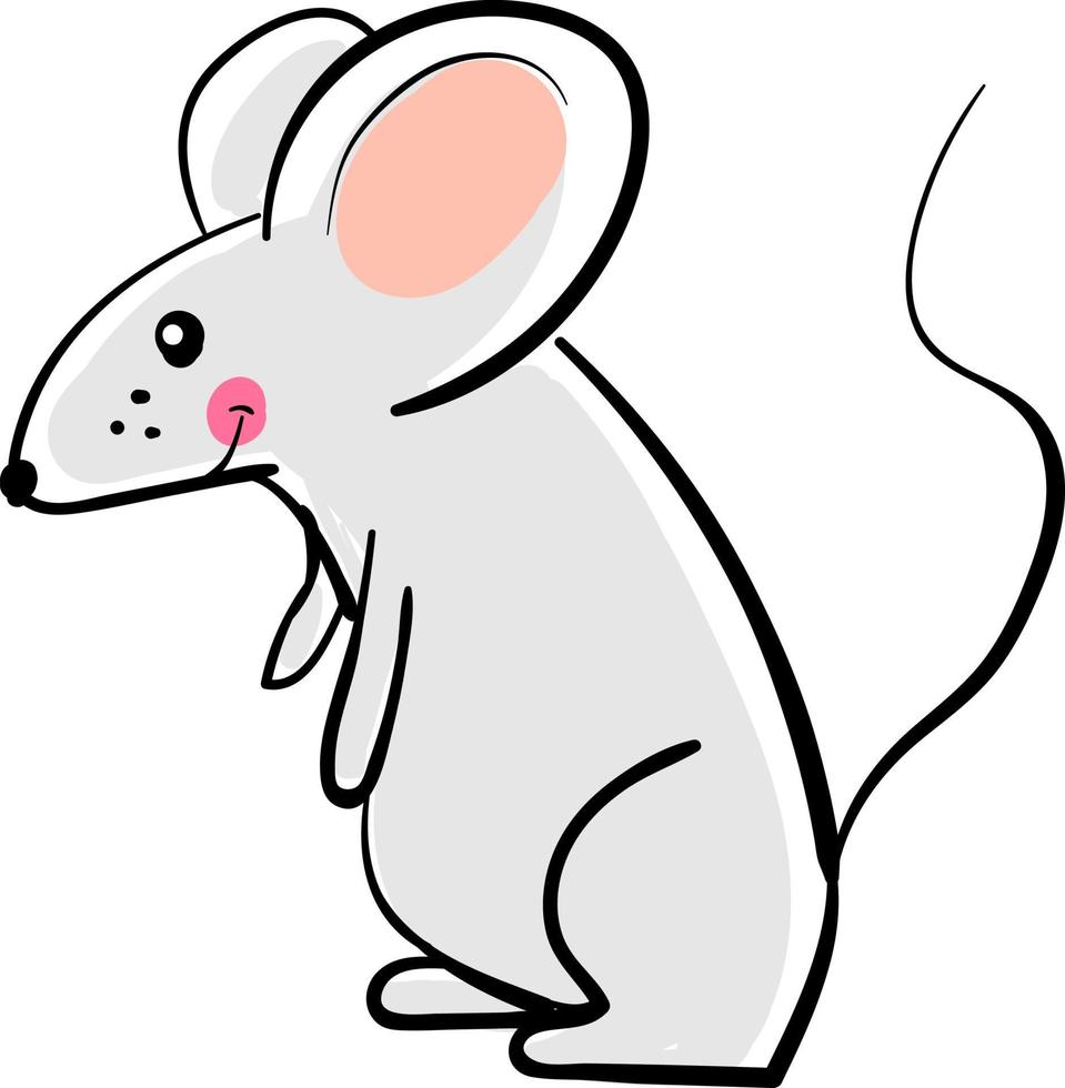 rato feliz, ilustração, vetor em fundo branco.