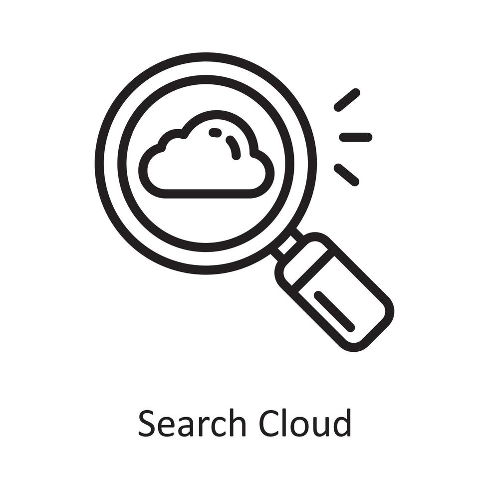 pesquisa ilustração de design de ícone de contorno de vetor de nuvem. símbolo de computação em nuvem no arquivo eps 10 de fundo branco