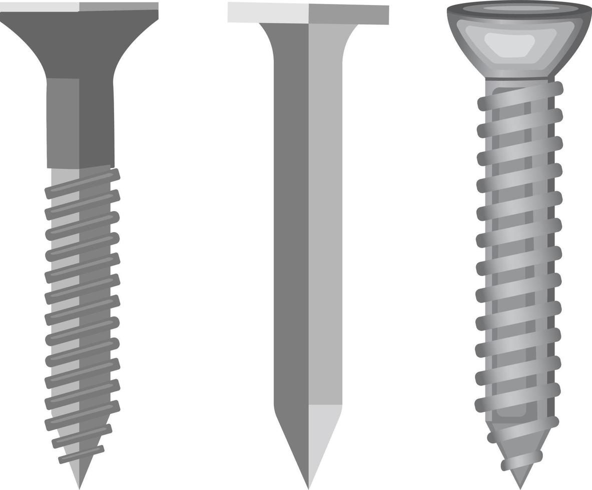 três parafusos, ilustração, vetor em fundo branco