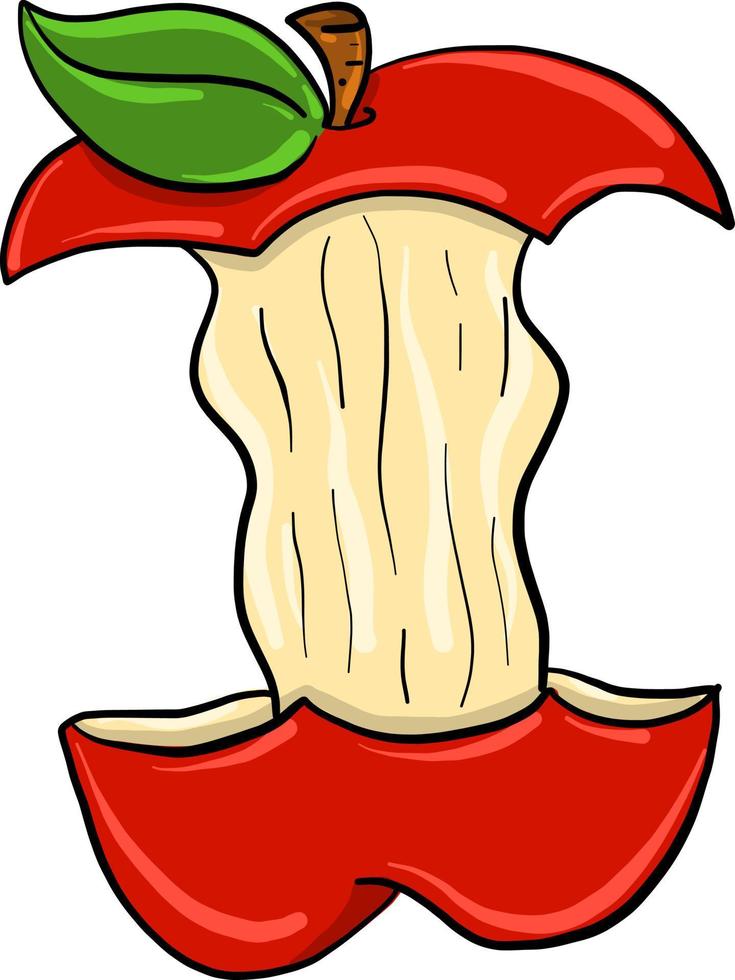 maçã vermelha mordida, ilustração, vetor em fundo branco