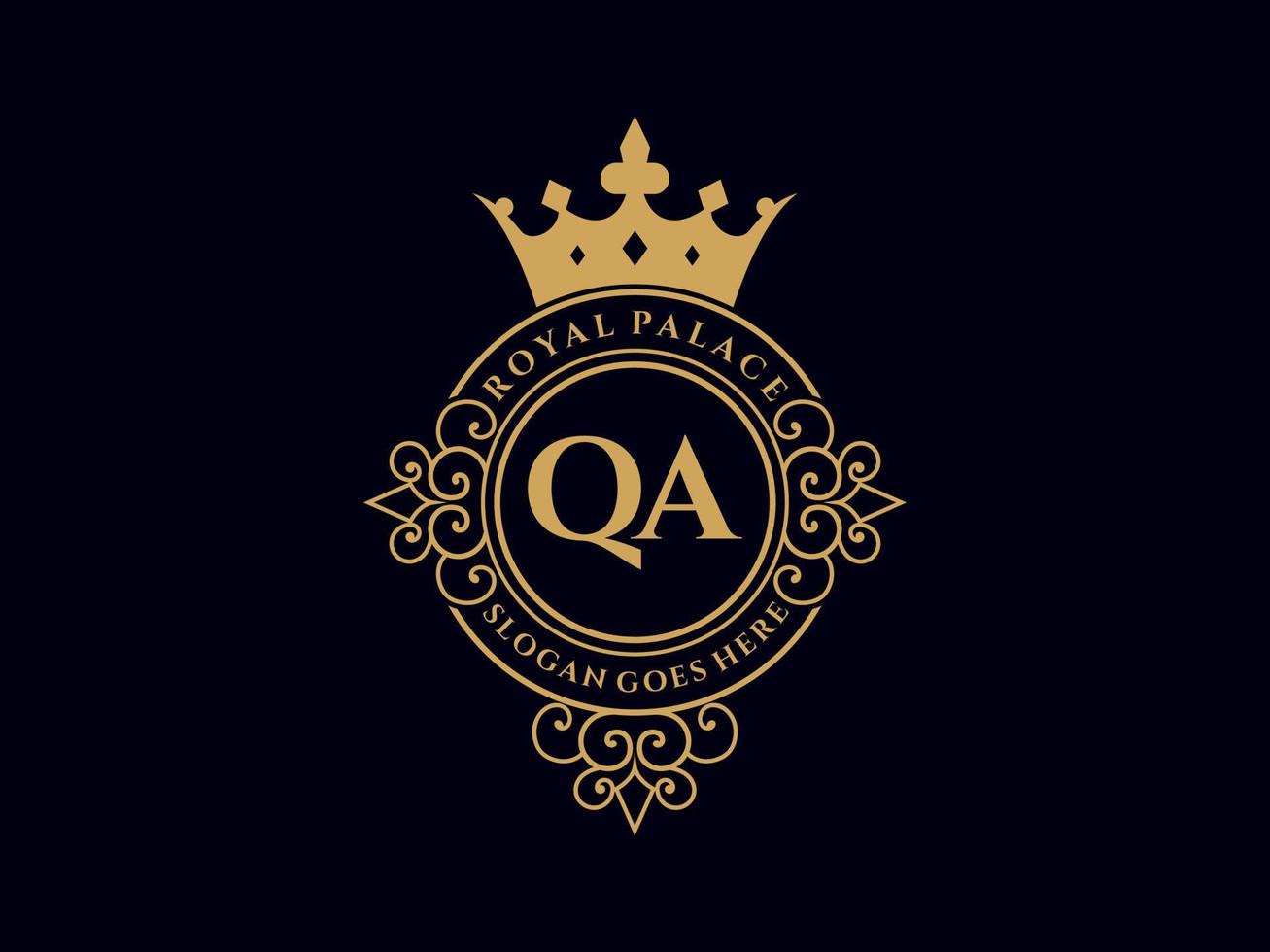 letra qa antigo logotipo vitoriano de luxo real com moldura ornamental. vetor
