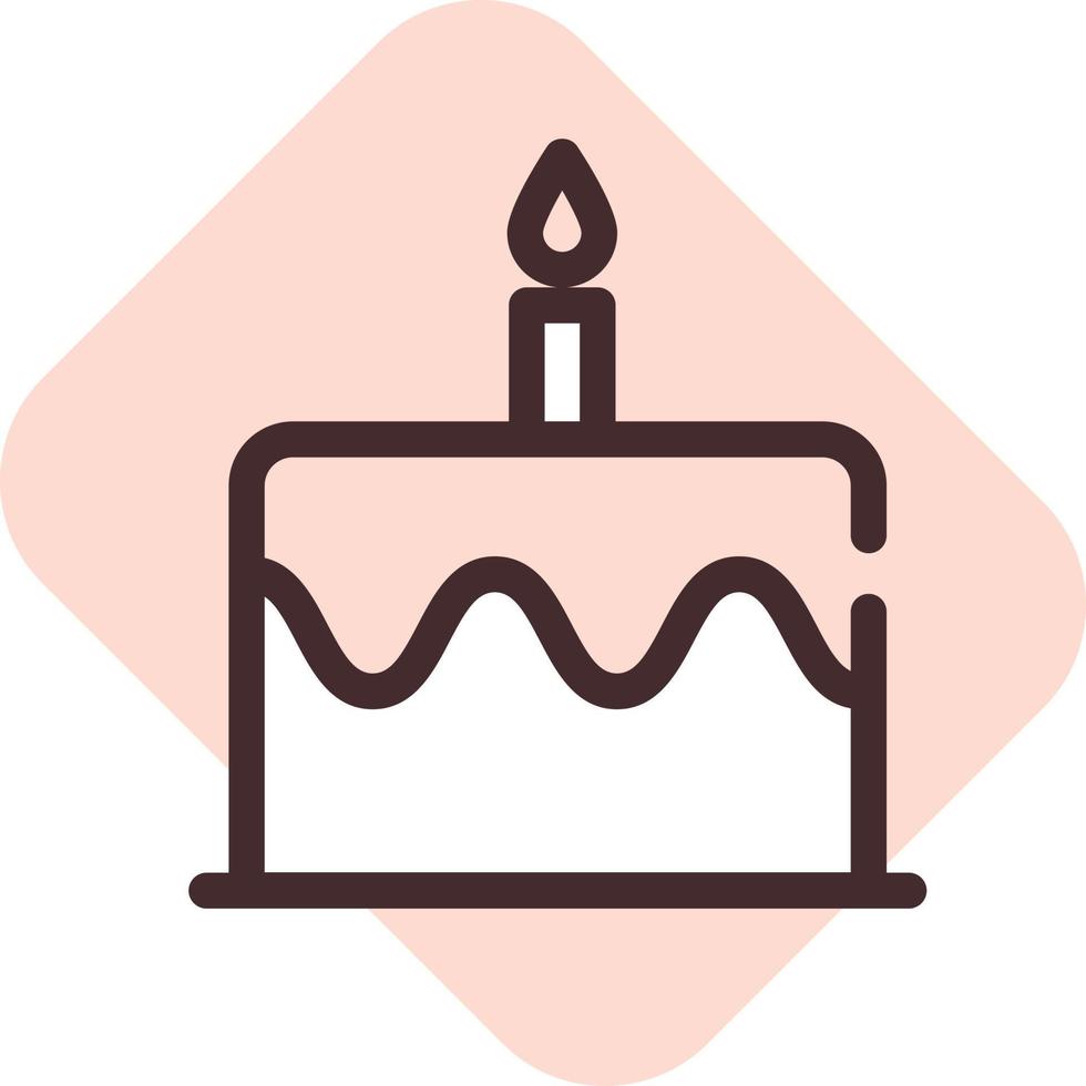 ícone de bolo de aniversário, ilustração, vetor em um fundo branco.