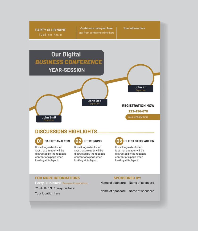 modelo de design de folheto de conferência de negócios digital. design de modelo de folheto de conferência. panfleto de negócios abstrato, design de modelo vetorial. vetor
