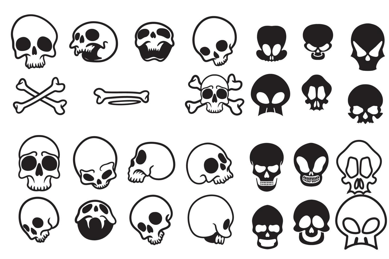 conjunto de vetores de ilustração de crânio