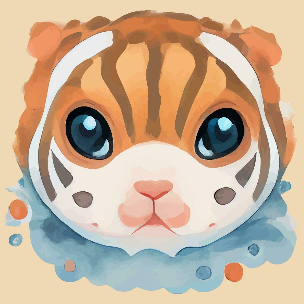 gráfico de ilustração vetorial de bebê tigre em estilo aquarela bom para impressão em cartão de felicitações, pôster, camiseta ou design de produto infantil vetor