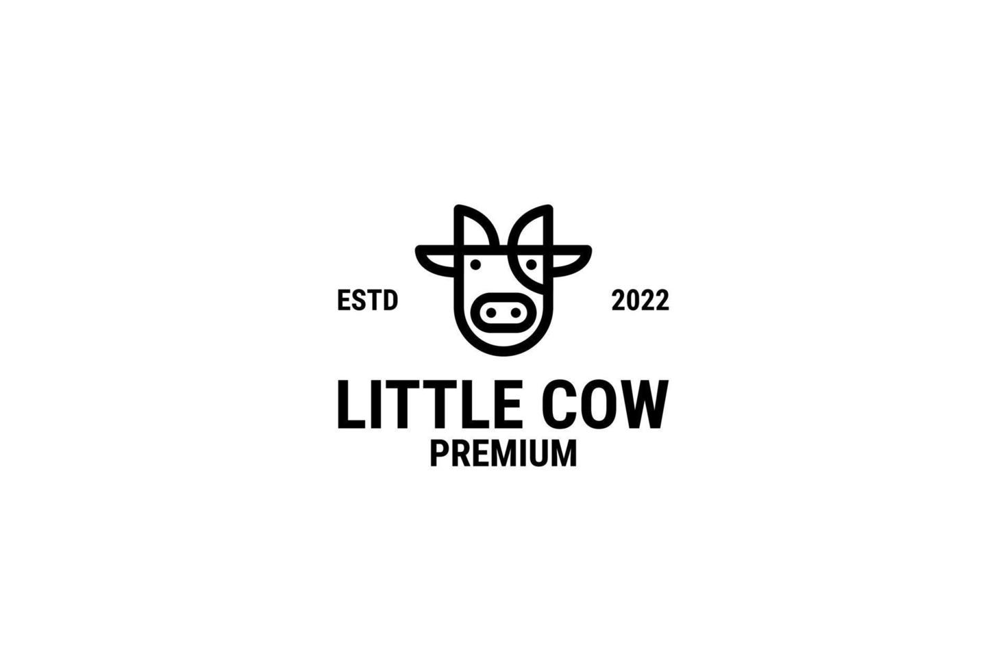 ilustração vetorial de design de logotipo de vaca de cabeça bonitinha vetor