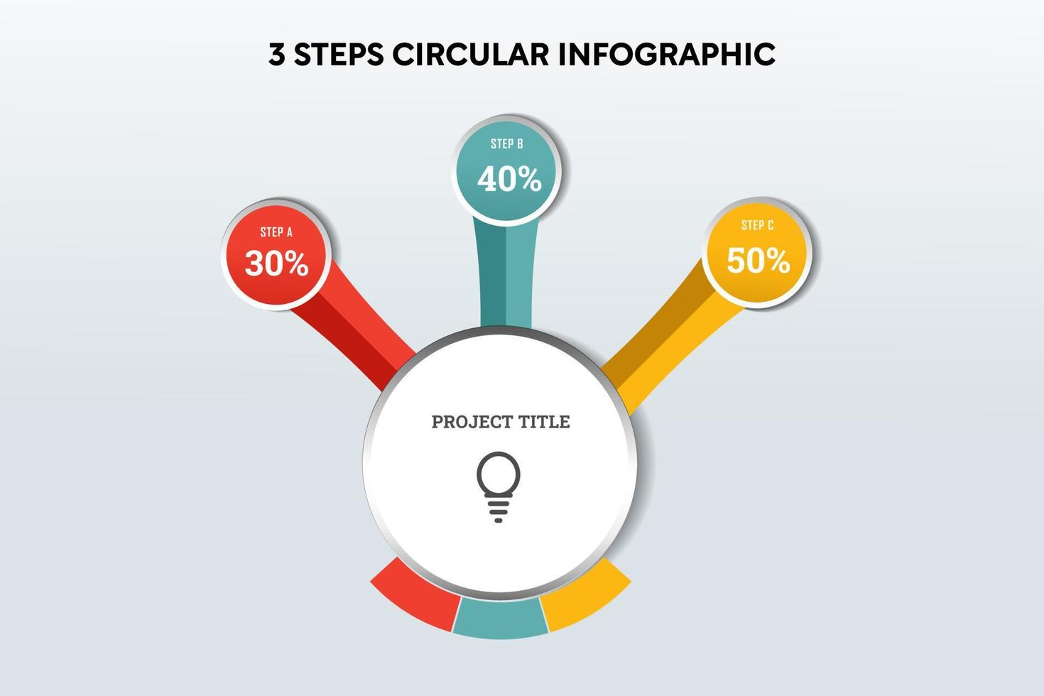 3 passos infográfico circular vetor