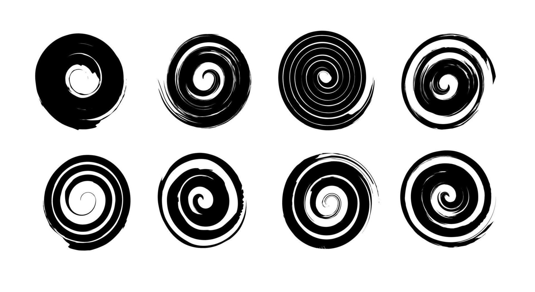 um conjunto de espirais grunge e cachos em preto. elementos vetoriais para design de design. símbolos e elementos universais. vetor