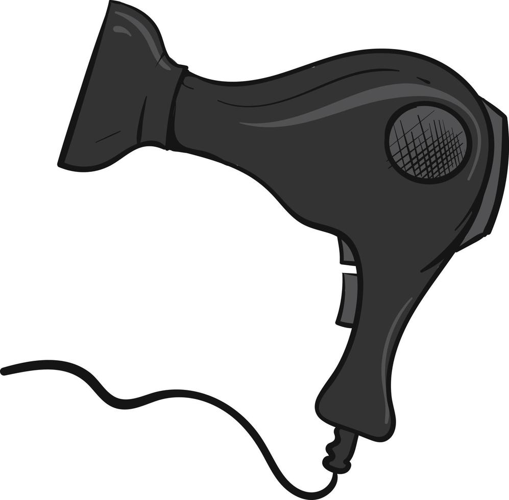 secador de cabelo preto, ilustração, vetor em fundo branco