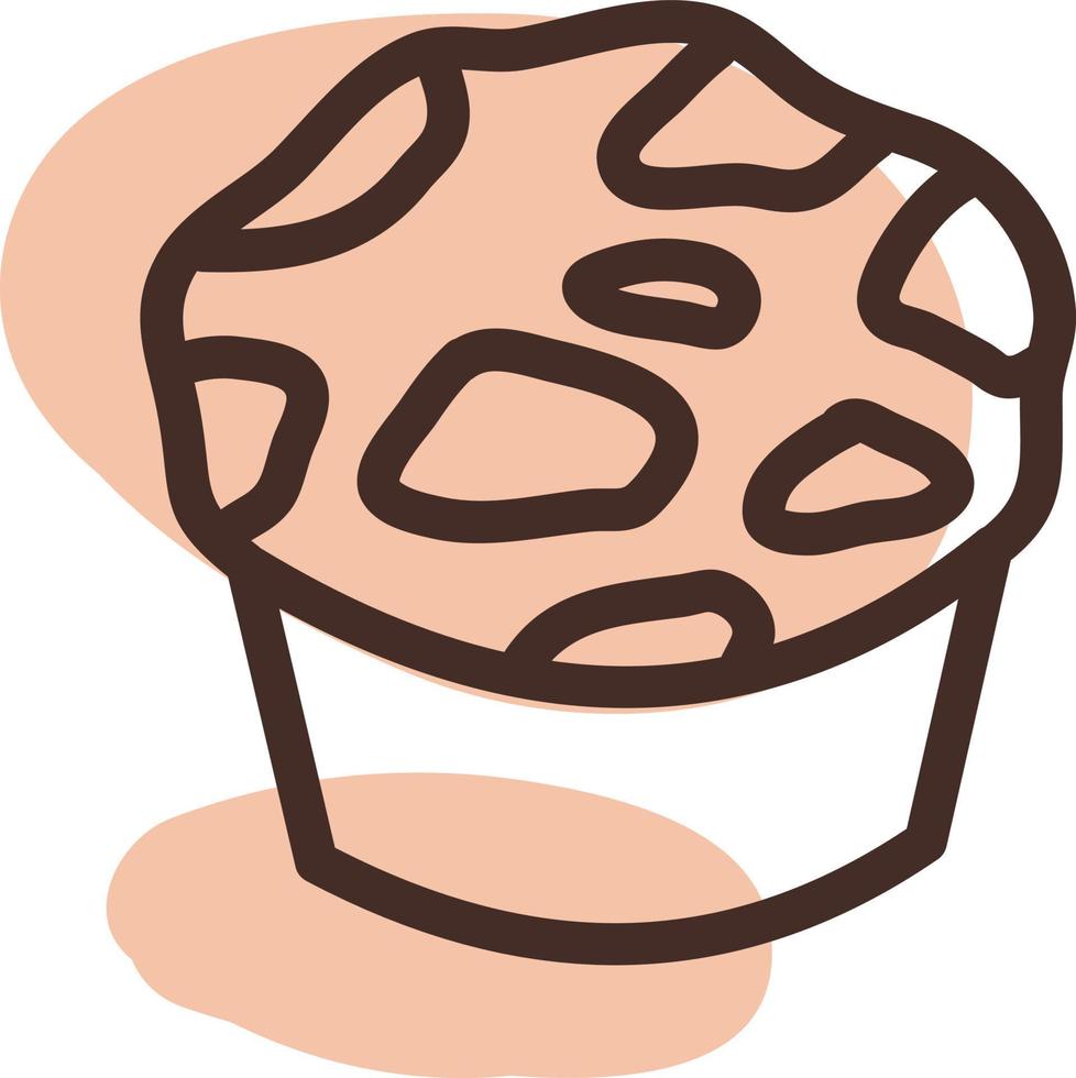 cupcake de chocolate, ilustração, vetor em um fundo branco.