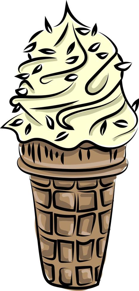 sorvete de coco, ilustração, vetor em fundo branco.