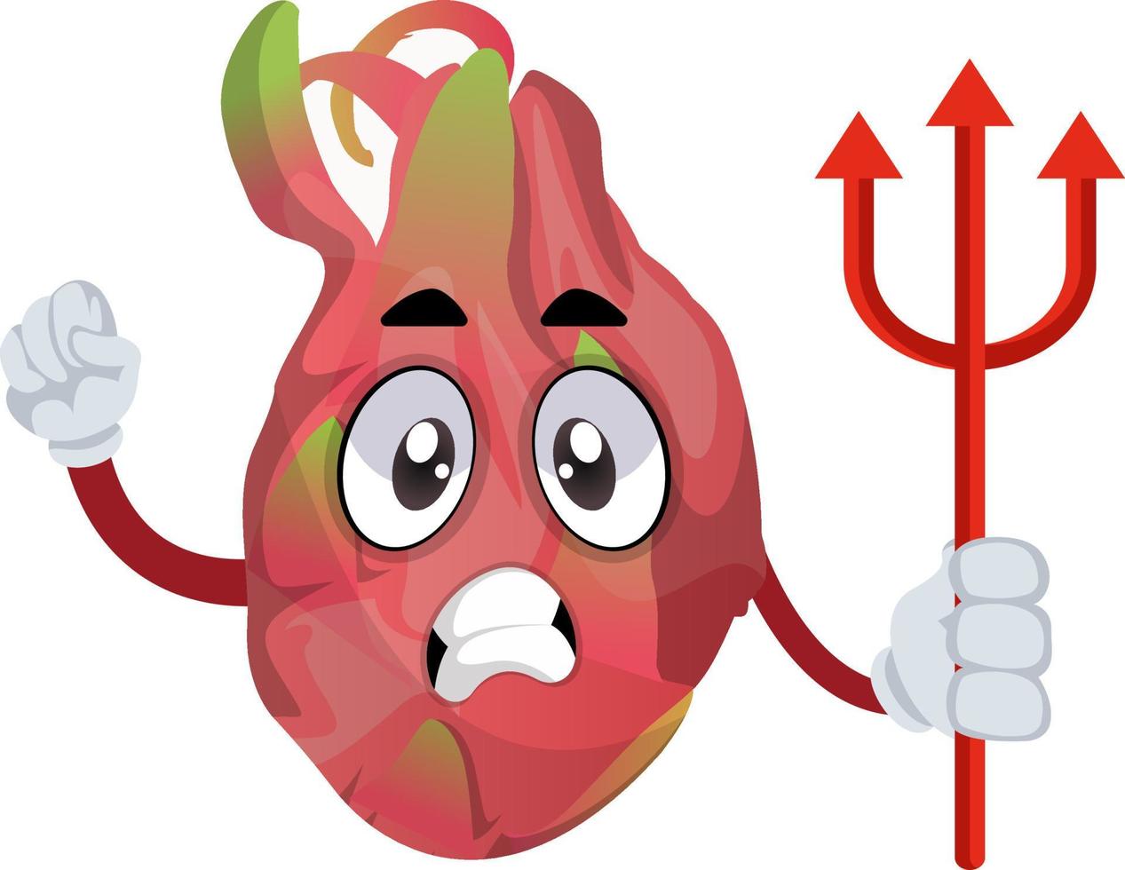 fruta do dragão com lança do diabo, ilustração, vetor em fundo branco.