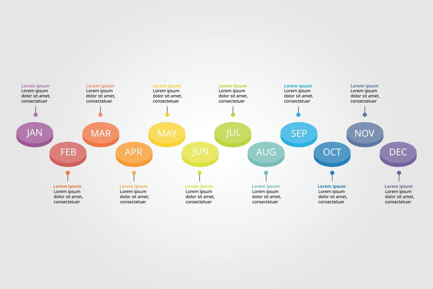 modelo de gráfico de processo para infográfico para apresentação por 12 meses vetor