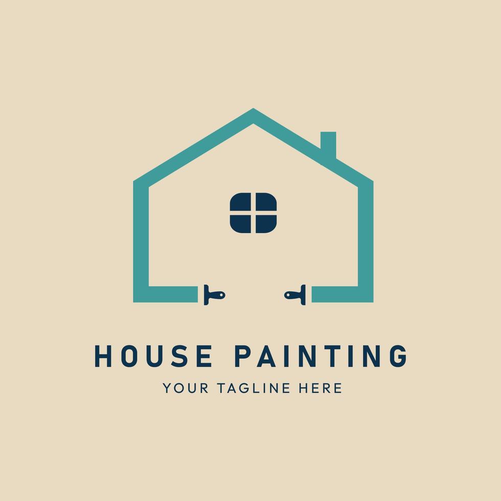 logotipo vintage de pintura de casa com design de ilustração vetorial de pincel vetor