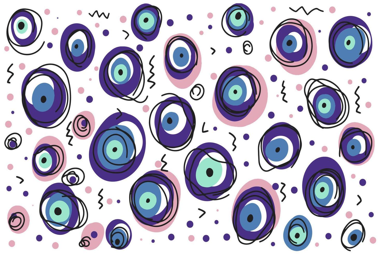 fundo de doodle brilhante, conjunto desenhado à mão de rabiscos bonitos para decoração vetor