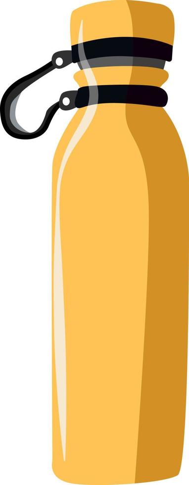 garrafa térmica amarela, ilustração, vetor em fundo branco.