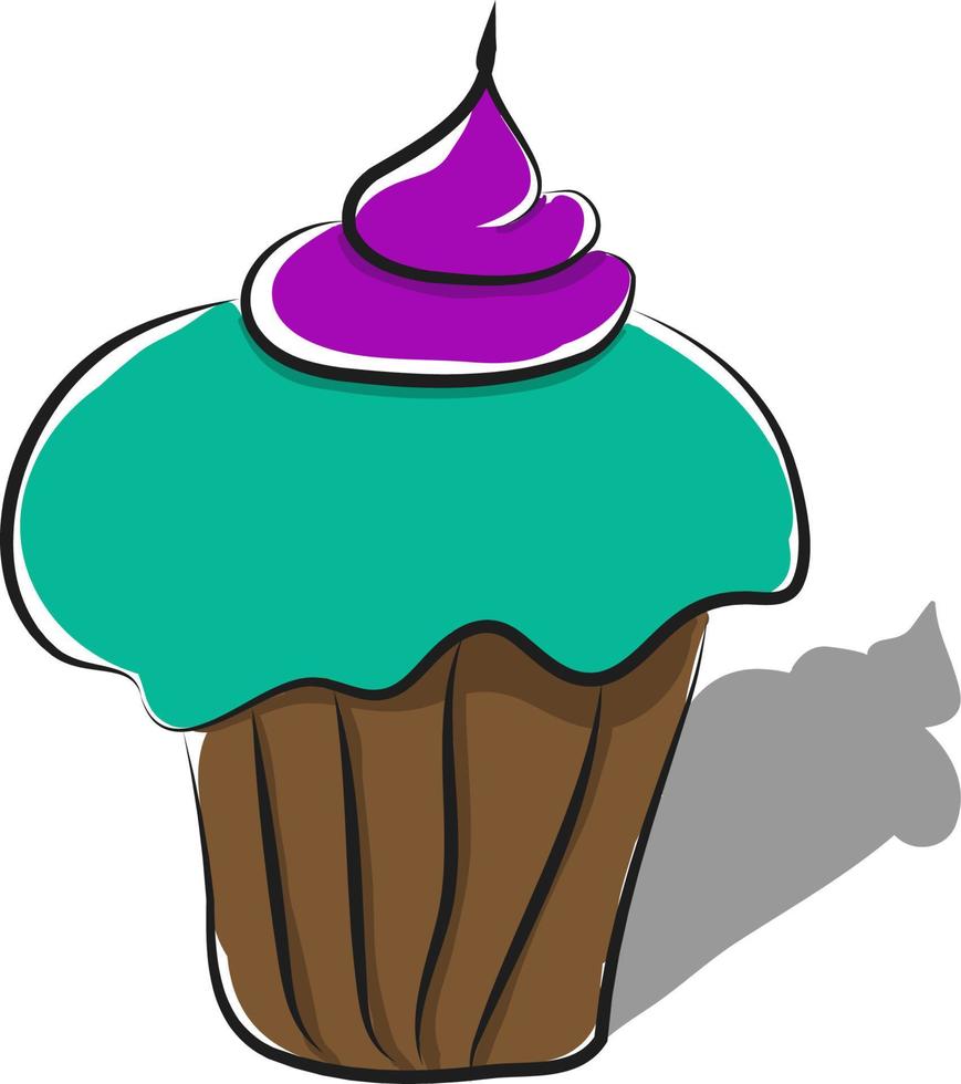 um saboroso bolo de xícara verde, ilustração vetorial ou colorida. vetor