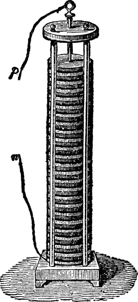 pilha voltaica, ilustração vintage. vetor