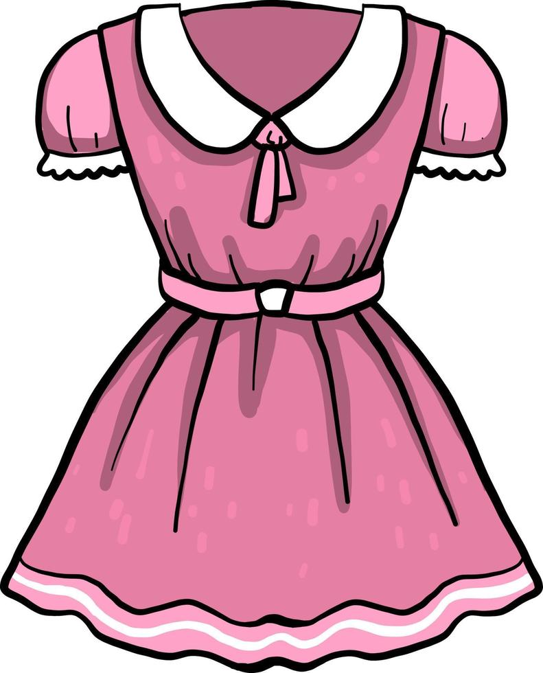 vestido rosa curto, ilustração, vetor em fundo branco.